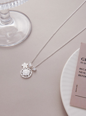 新款四合如意小花朵吊坠项链复