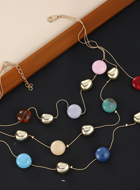 夏季度假风海边多巴胺几何彩石项