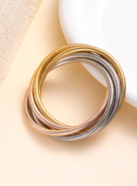 欧美个性蛇骨时尚手镯复古多层螺