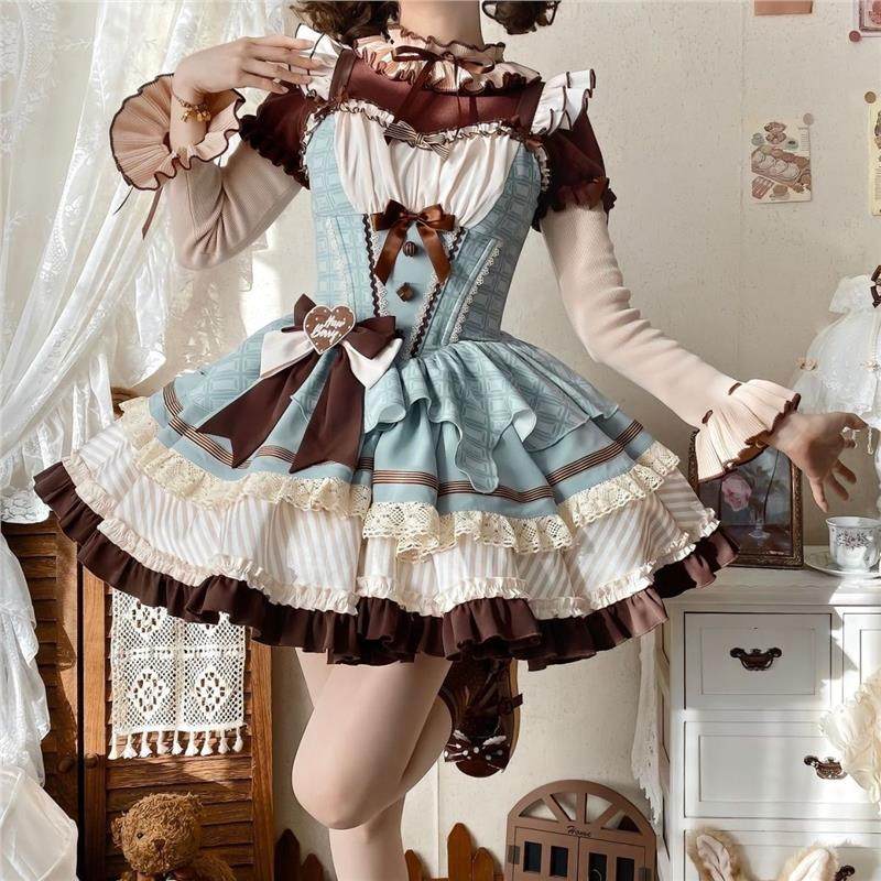 薄巧芙芙新年薄荷巧克力原创设计狗短doll感公主裙可爱洋装,淘宝优惠券,粉丝福利购,淘宝优惠卷
