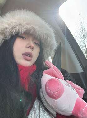 高级感仿皮草貂毛蓬松渔夫帽女