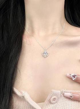 渐变爱心项链女轻奢小众设计感