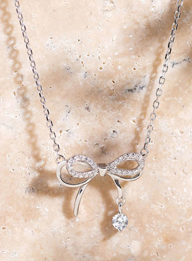 蝴蝶结项链吊坠女轻奢小众设计感