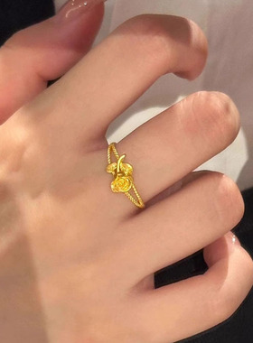 轻奢气质玫瑰花戒指女小众温柔