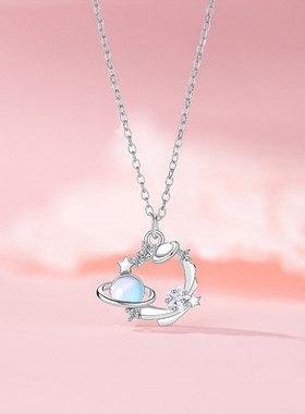 原创蓝色梦幻星球项链女轻奢时尚