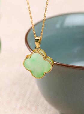 快手国潮风仿和田玉幸运四叶草