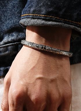 新品新款饕餮兽面纹手镯男中国风