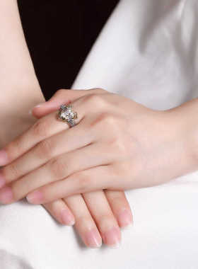 时尚简约复古小花何响青蛙戒指18