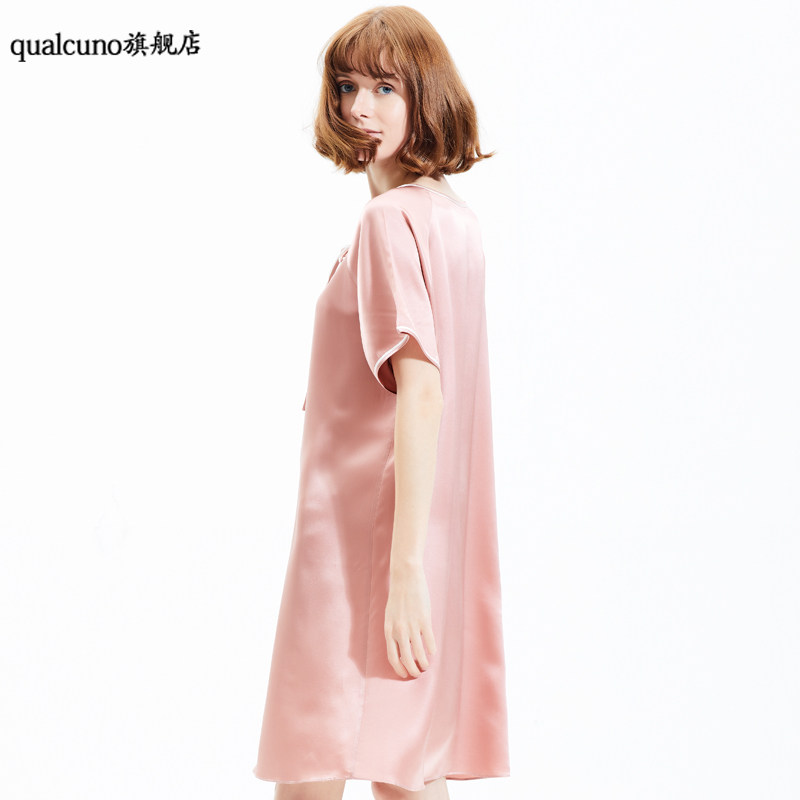 qualcuno女士短袖100%桑蚕丝睡裙 qualcuno睡裙