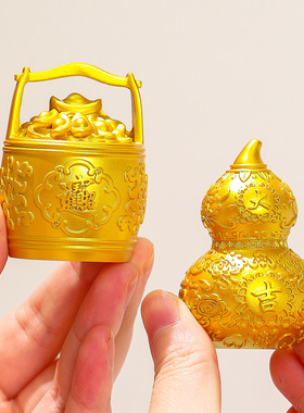 新款祥云系列聚宝盆树脂工艺品家居桌面小摆件发财树乔迁新居礼品