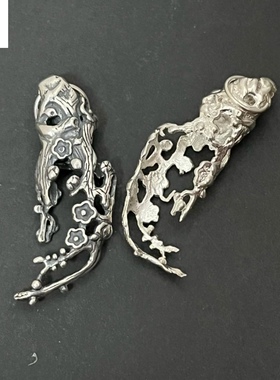 越轩银匠s925银狼牙吊坠空套托民