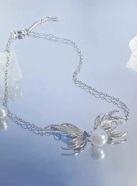 原创设计动感蝴蝶珍珠项链