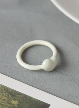 珐琅釉爱心指环明星同款日韩简约个性心形戒指