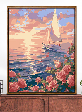 风景装饰画成品唯美花卉人物仿油画高清喷印客厅卧室餐厅高级挂画