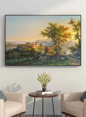 俄罗斯名画维克托树木装饰画仿油画风景横版高级感卧室客厅摆挂画
