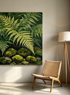 龟背竹绿植装饰画小清新仿油画风景小众唯美高级感卧室客厅摆挂画