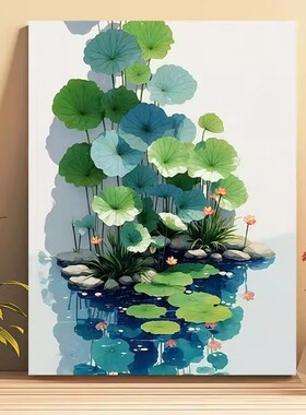 水墨山林装饰画成品仿油画风景唯美小清新绿色高级卧室客厅摆挂画