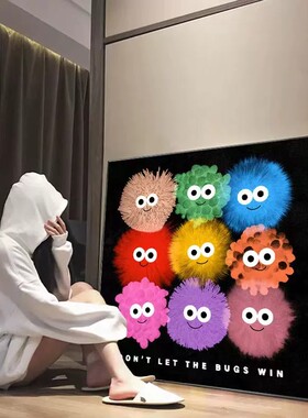 韩国插画装饰画小众艺术设计潮流方形创意趣味个性卧室客厅摆挂画
