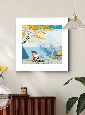 春夏秋冬方形简约装饰画现代风景小清新唯美高级感卧室客厅摆挂画