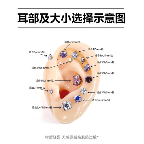 钛研社｜F136钛合金爆闪锆石彩色饰品替换头0.9牙口螺纹耳钉配件 - 图2