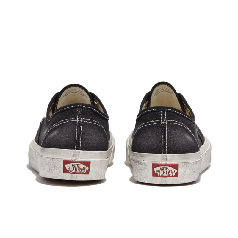 Vans/官方正品男鞋 Authentic 复古做旧经典休闲板鞋 水洗黑色