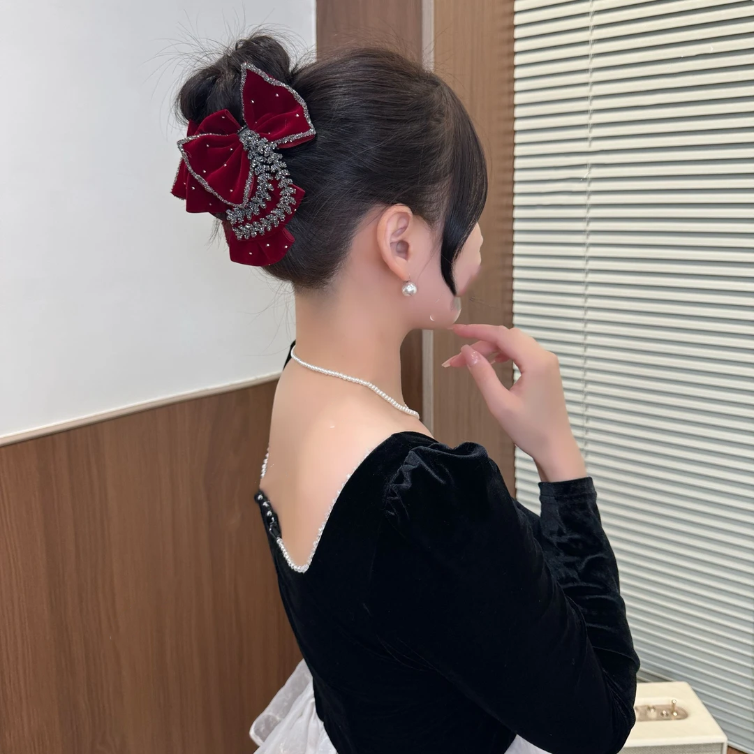 赫本丝绒麦穗水钻蝴蝶结抓夹女高级感法式大号盘发鲨鱼夹发饰头饰,淘宝优惠券,粉丝福利购,淘宝优惠卷