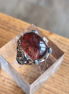 【恶魔】纯净体巴西红幽灵925纯银镶嵌戒指