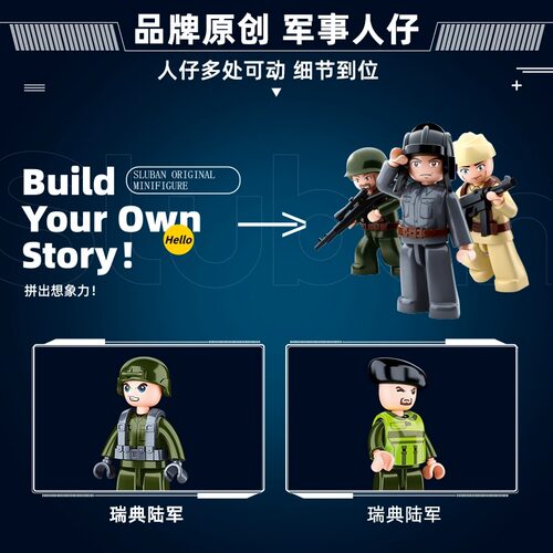 小鲁班现代军事系列积木瑞典strv103主战坦克儿童益智拼装玩具 - 图3