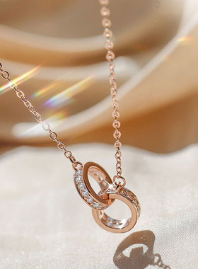 双环锁骨链s925小众设计十字链女