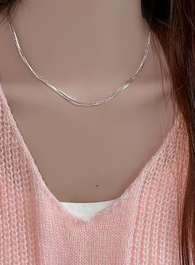 925银多层波光细链女小众锁骨链