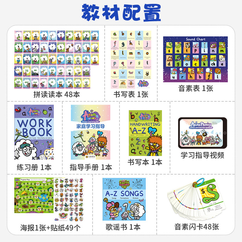 【家庭版学习套装】幼儿英语启蒙自然拼读教材Anima Phonics自拼动物城 孩子零基础26个英文字母单词发音早教 支持小BOOK点点读