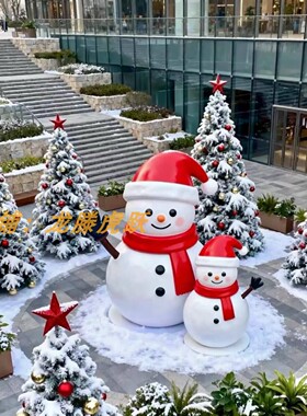 圣诞雪人泡沫雕塑户外网红摆件
