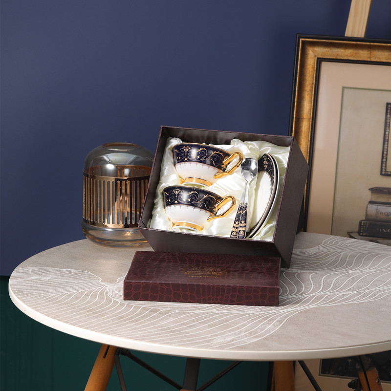 欧式骨瓷陶瓷咖啡杯碟金边套装宫廷风下午茶杯花茶杯英式茶具礼盒-图0