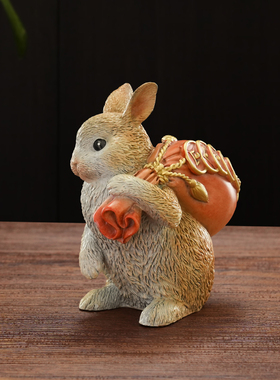 黄铜兔子家居装饰摆件有钱兔