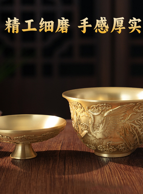 黄铜茶杯高端办公室摆件便携创意送礼展示精致家居装饰2023新款