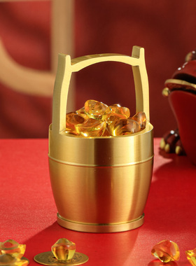 一桶金纯黄铜招财进宝桌面摆件