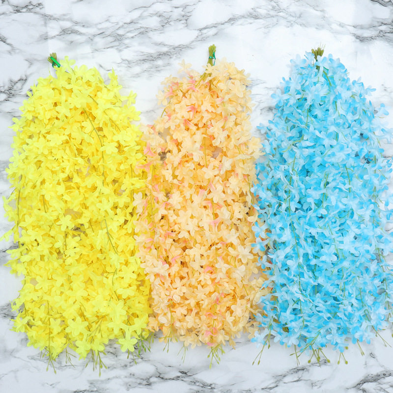 新款仿真丁香花串假花酒店婚庆布置造景装饰花藤条绢花吊顶壁挂花,淘宝优惠券,粉丝福利购,淘宝优惠卷