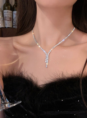 公主水滴锆石项链耳环套装女轻奢小众高级感夸张千金新娘礼服配饰