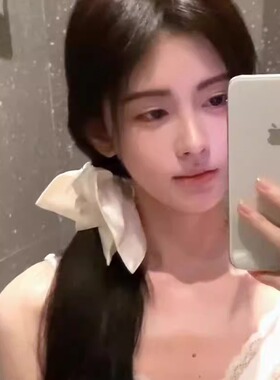 赵露思同款白色方巾大肠发圈头绳女2025新款方形绑发头花发绳发饰