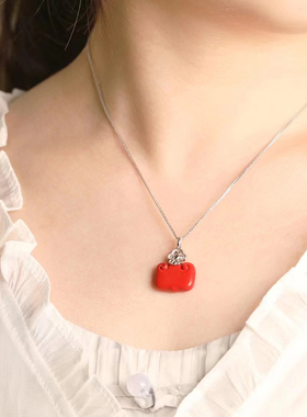 灵丹真朱砂一生安如意宝锁锁骨项链项坠吊坠长命锁女高含量朱砂