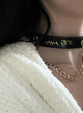 梧桐马缰皮合金中性项圈定制尺寸