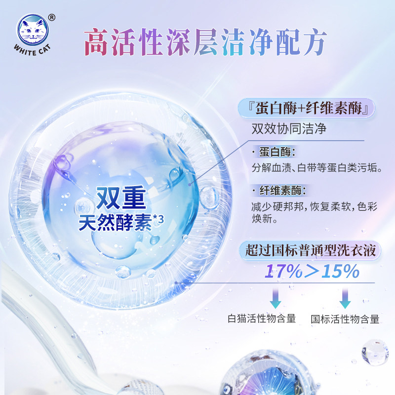 白猫双重酵素内衣洗衣液经期去血渍除菌除螨低泡易漂内衣裤专用,淘宝优惠券,粉丝福利购,淘宝优惠卷
