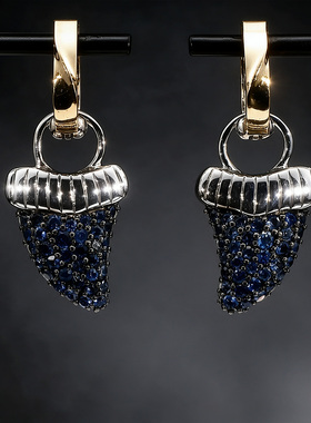 设计师款浅蓝蓝宝石锆石耳坠