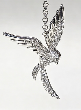 GSTV钯银飞鸟流苏耳坠一对锆石