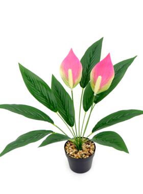 跨境仿真花一帆风顺仿真绿植 仿真红掌白掌假花家居绿植装饰
