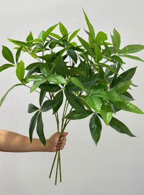 仿真发财树叶子手感过胶假树枝客厅酒店园林装饰枯树绿植假树叶