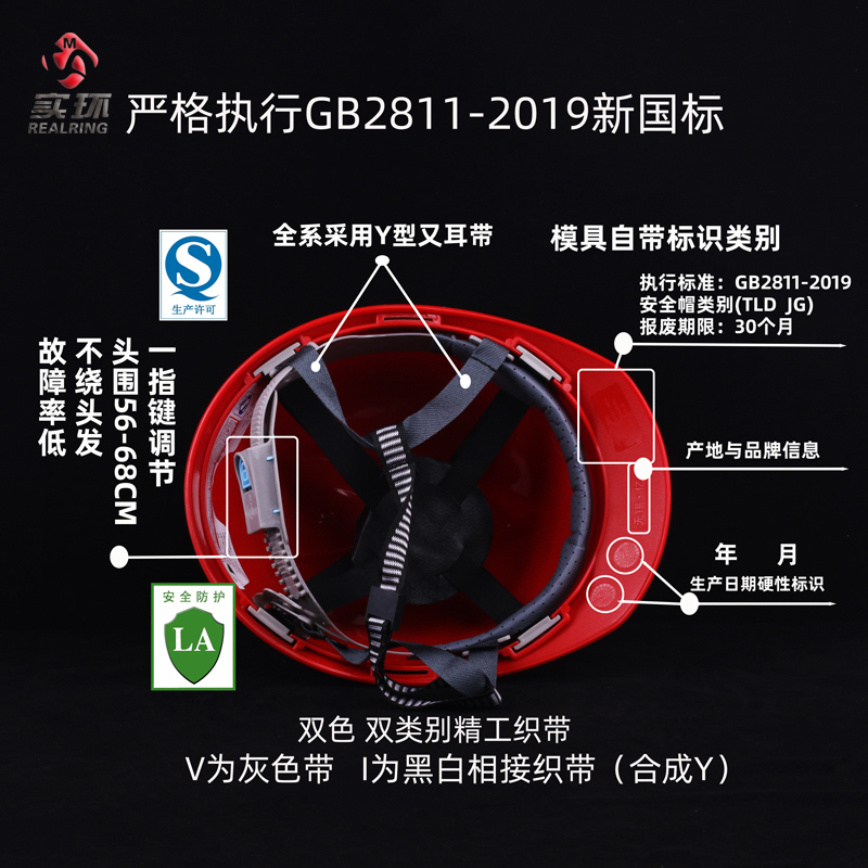 实环进口ABS领导安全帽浅蓝色高标准头盔国标GB2811-2019化工定制 - 图1