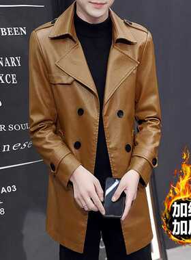 Idopy Warm Men`s Faux Leather Jacket nch Slim Fit Lapel Coll