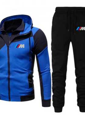 2020 New Men's Fashion Hooded Stitching Printed Jacket + Pan