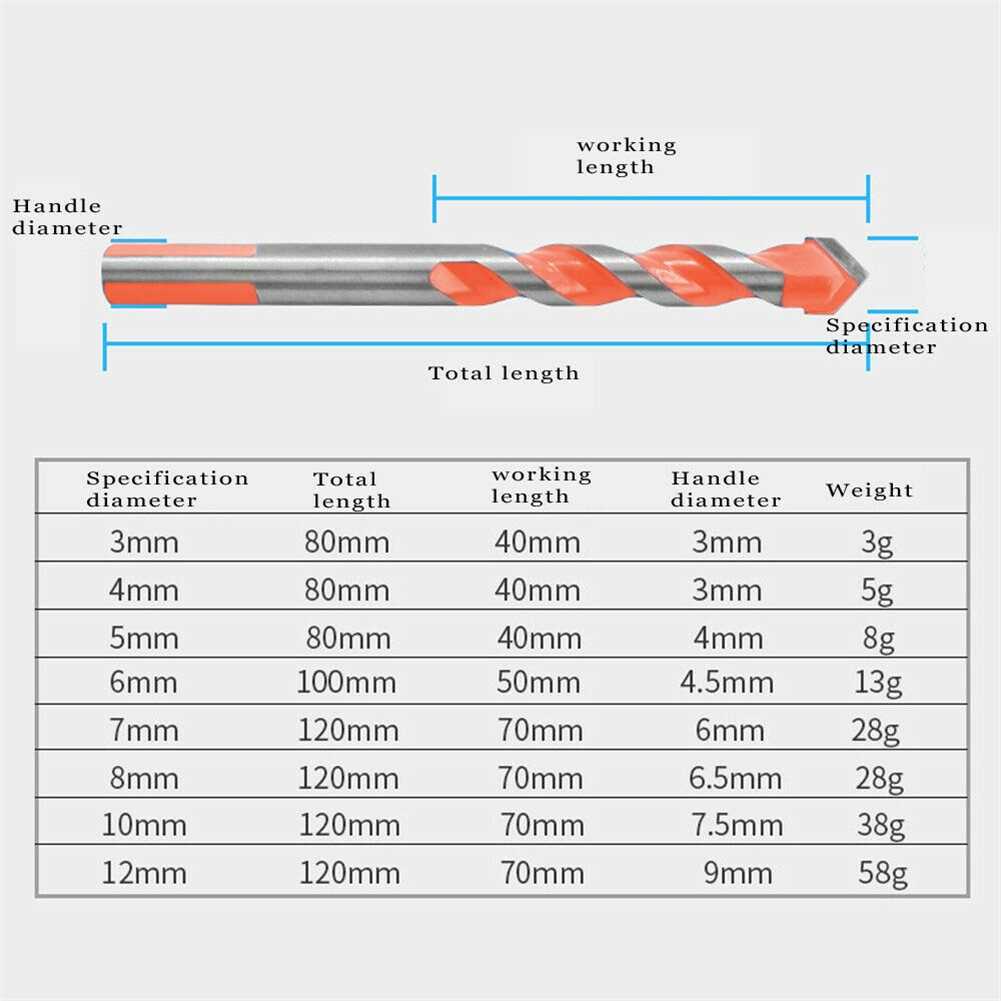 6pcs Diamond Drill Bit Set 4/5/6/8/10/12mm Tile Marble Glass - 图1